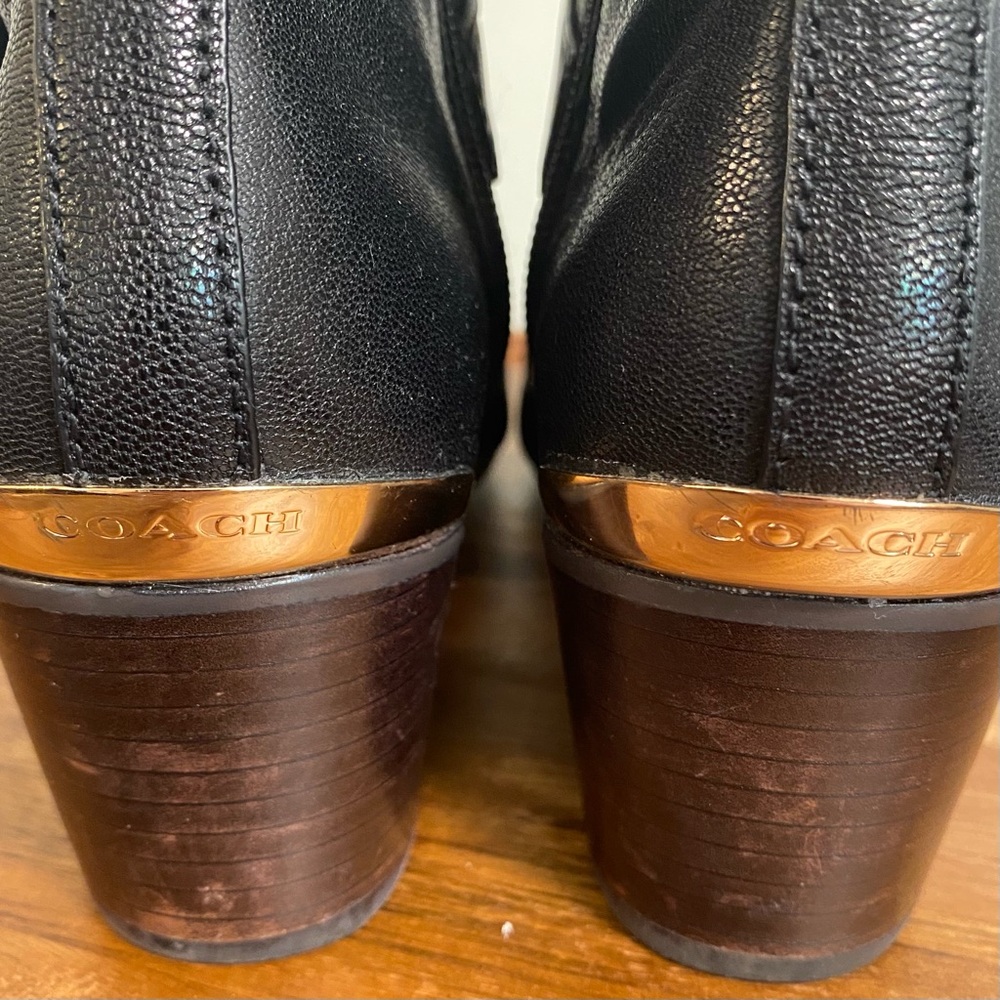 Coach Pauline Leather grain Ankle Booties [Sz 6] | Black / Gold hardware